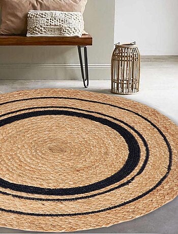 Tapis Rond en Jute tressé naturel, Dylrev