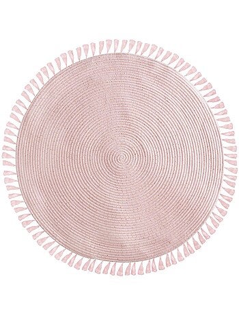 Tapis rond enfant à franges et pompons mayl