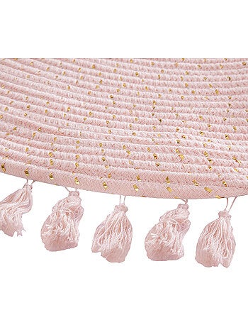 Tapis rond enfant à franges et pompons mayl