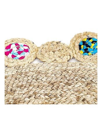 Tapis rond ethnique en jute et coton