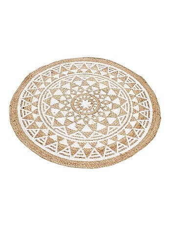 Tapis rond ethnique en jute mandala