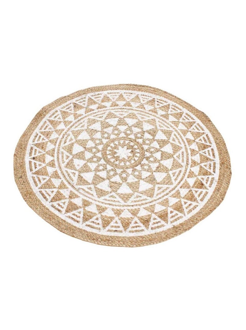 Tapis rond ethnique en jute mandala Beige - Kiabi