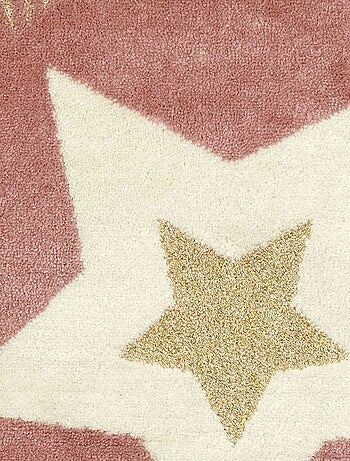 Tapis rond étoile fil métallisé rose D80