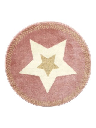 Tapis rond étoile fil métallisé rose D80