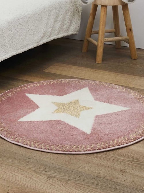 Tapis rond étoile fil métallisé rose D80 - Kiabi