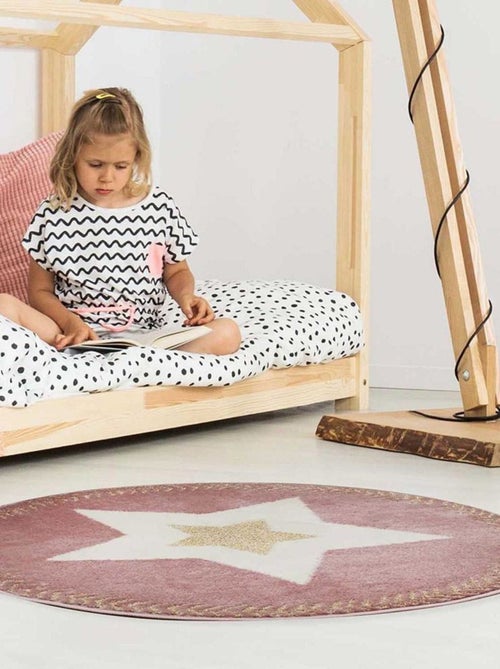 Tapis rond étoile fil métallisé rose D80 - Kiabi