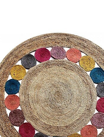 Tapis rond fait à la main en jute motif géométrique RONDA