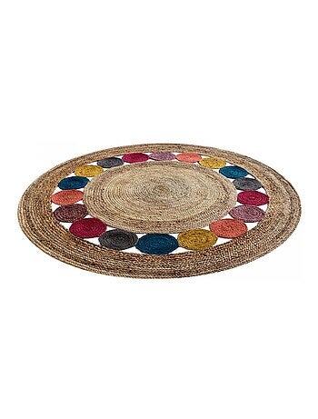Tapis rond fait à la main en jute motif géométrique RONDA