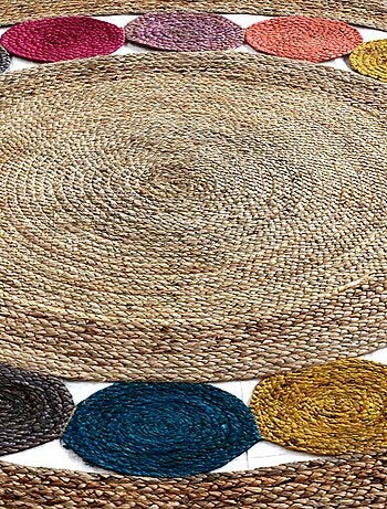 Tapis rond fait à la main en jute motif géométrique RONDA