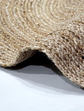 Tapis rond fait à la main en jute motif uni SUNNY