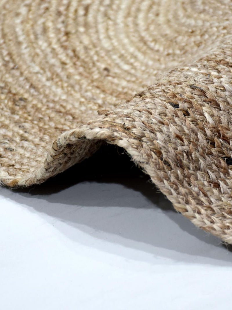 Tapis rond fait à la main en jute motif uni SUNNY Beige - Kiabi