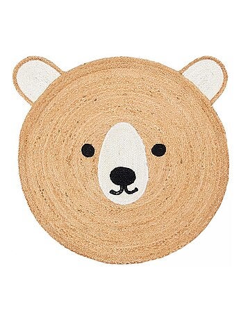 Tapis rond fait main en jute motif animaux JUTEBEAR