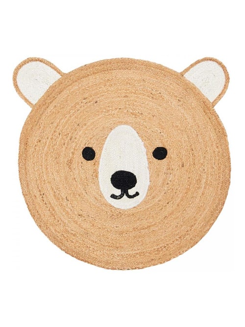 Tapis rond fait main en jute motif animaux JUTEBEAR - Kiabi