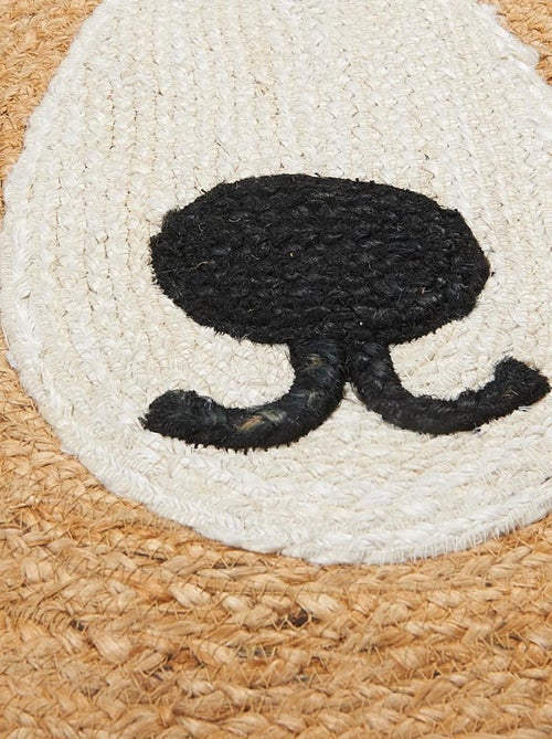Tapis rond fait main en jute motif animaux JUTEBEAR - Kiabi