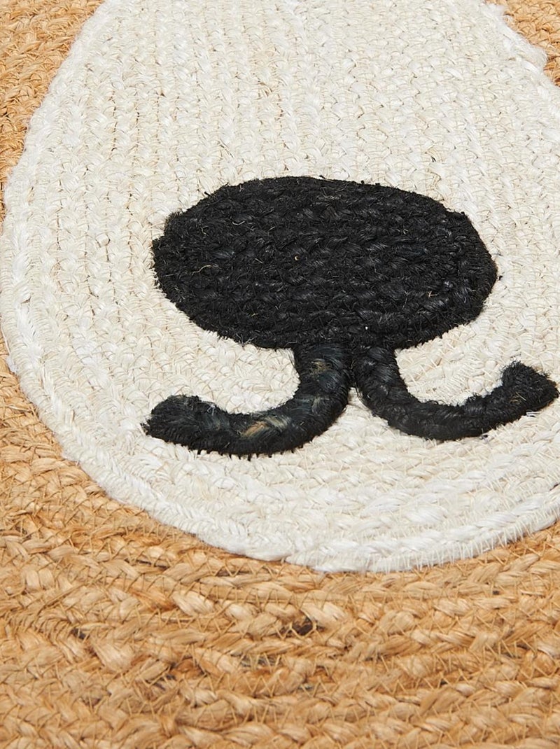 Tapis rond fait main en jute motif animaux JUTEBEAR Beige - Kiabi