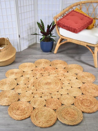 Tapis rond fait main en jute motif rond WOOD