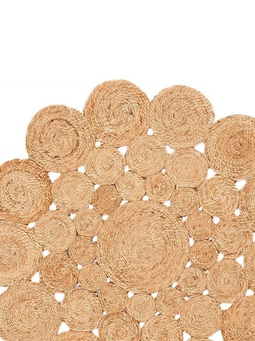 Tapis rond fait main en jute motif rond WOOD - Kiabi