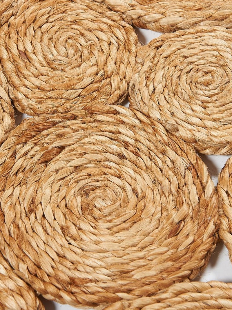 Tapis rond fait main en jute motif rond WOOD Beige - Kiabi