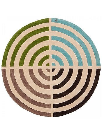 Tapis rond fait main en laine motif géométrique LIFOU