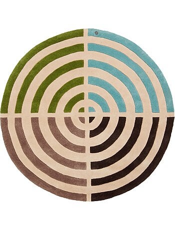 Tapis rond fait main en laine motif géométrique LIFOU