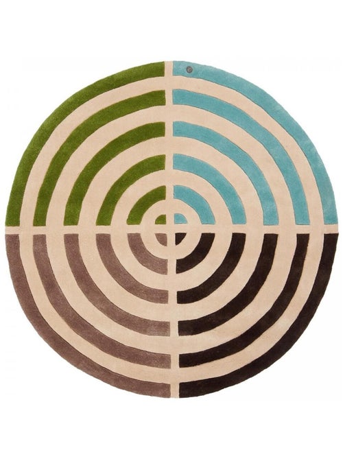 Tapis rond fait main en laine motif géométrique LIFOU - Kiabi