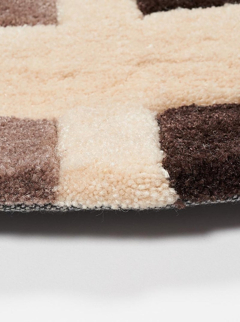 Tapis rond fait main en laine motif géométrique LIFOU Multicolore - Kiabi
