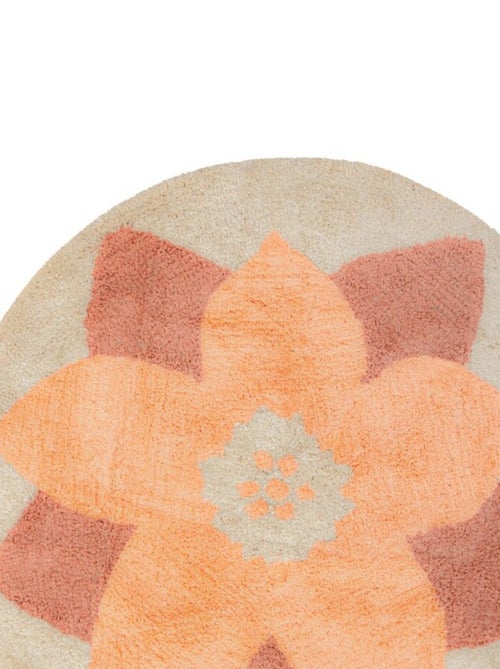 Tapis rond fleurs diamètre 100cm coton - Kiabi