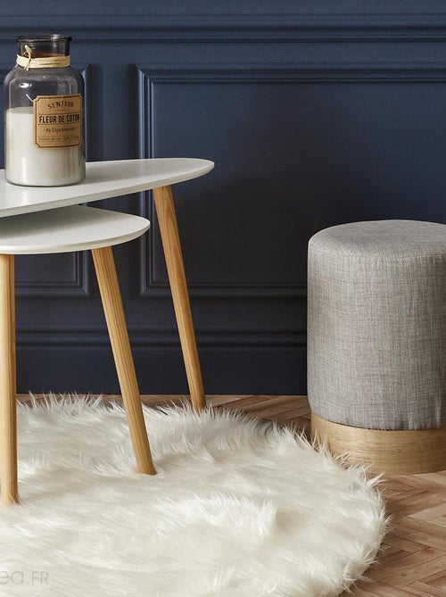Tapis rond imitation fourrure à poils longs LAHTI 115 cm - Kiabi