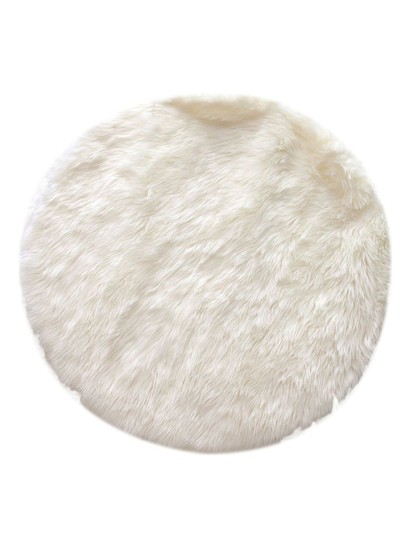 Tapis rond imitiation fourrure Cocooning Blanc - Kiabi