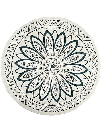 Tapis rond imprimé Mandala vert D90