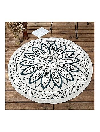 Tapis rond imprimé Mandala vert D90