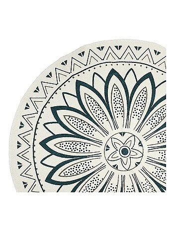 Tapis rond imprimé Mandala vert D90