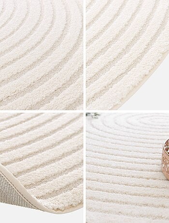 Tapis rond intérieur motifs cercles en relief créme Blair