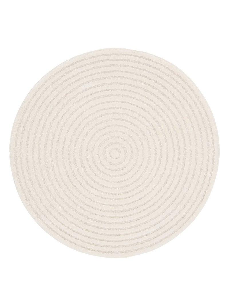 Tapis rond intérieur motifs cercles en relief créme Blair Beige - Kiabi