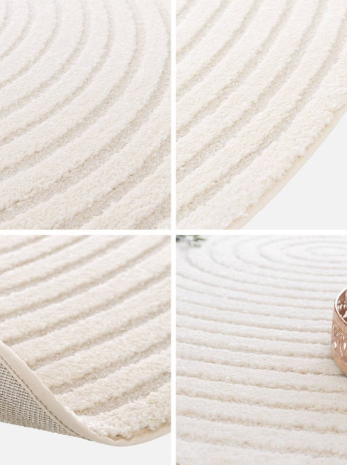 Tapis rond intérieur motifs cercles en relief créme Blair - Kiabi