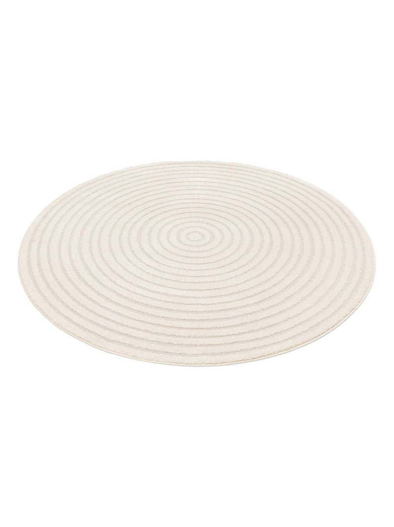 Tapis rond intérieur motifs cercles en relief créme Blair Beige - Kiabi