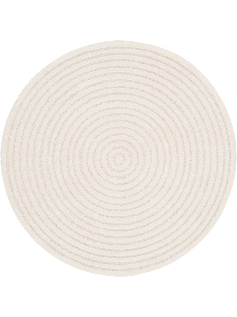 Tapis rond intérieur motifs cercles en relief créme blair Crème - Kiabi