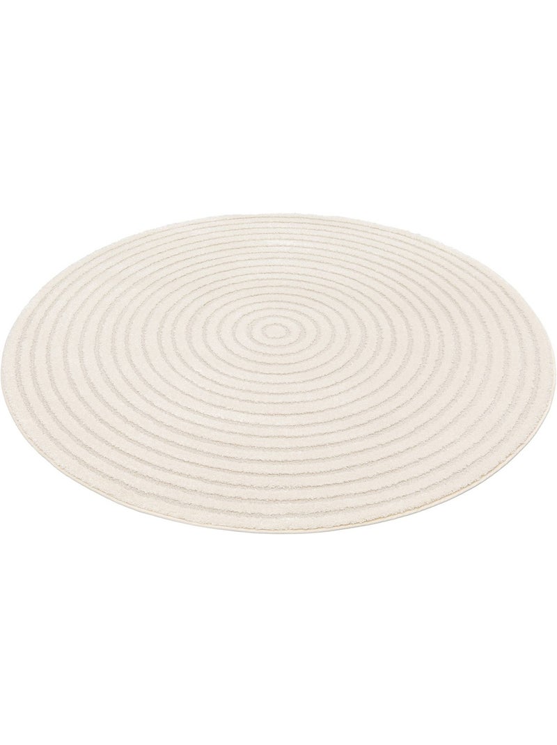 Tapis rond intérieur motifs cercles en relief créme blair Crème - Kiabi