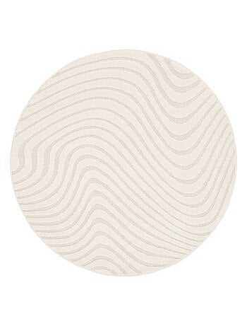 Tapis rond intérieur motifs ondulations en relief créme Chuck