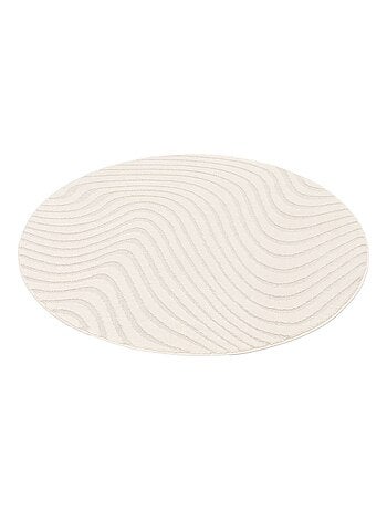 Tapis rond intérieur motifs ondulations en relief créme Chuck