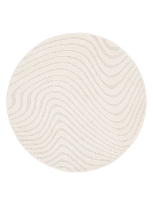 Tapis rond intérieur motifs ondulations en relief créme Chuck - Kiabi