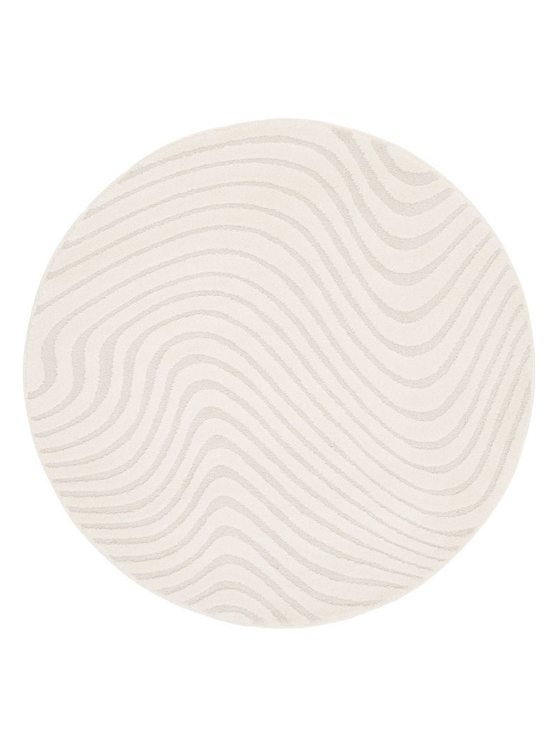 Tapis rond intérieur motifs ondulations en relief créme Chuck Beige - Kiabi
