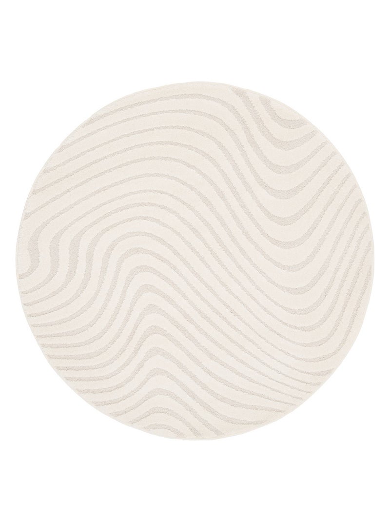 Tapis rond intérieur motifs ondulations en relief créme Chuck Beige - Kiabi