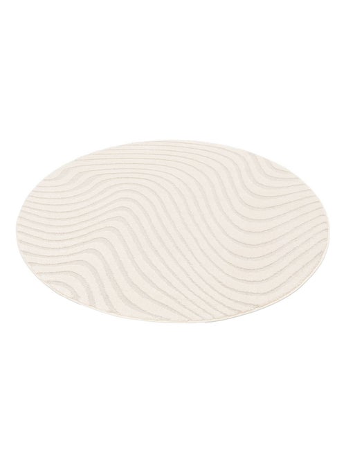 Tapis rond intérieur motifs ondulations en relief créme Chuck - Kiabi