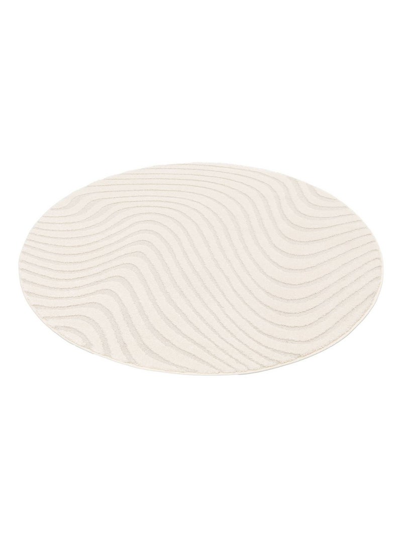 Tapis rond intérieur motifs ondulations en relief créme Chuck Beige - Kiabi