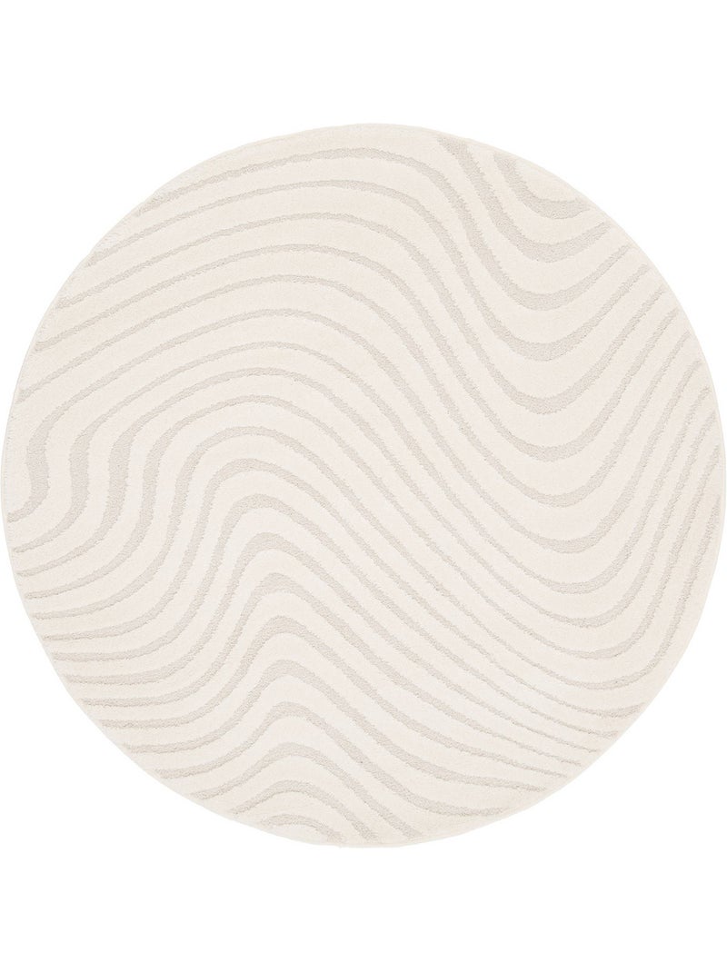 Tapis rond intérieur motifs ondulations en relief créme chuck Crème - Kiabi
