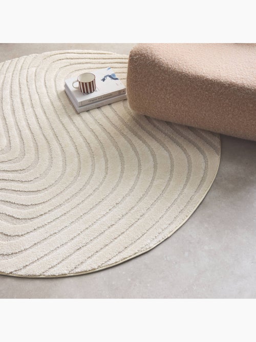 Tapis rond intérieur motifs ondulations en relief créme chuck - Kiabi Tapis rond intérieur motifs ondulations en relief créme chuck - Kiabi