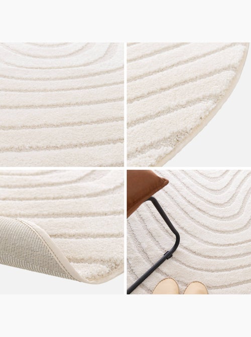 Tapis rond intérieur motifs ondulations en relief créme chuck - Kiabi Tapis rond intérieur motifs ondulations en relief créme chuck - Kiabi