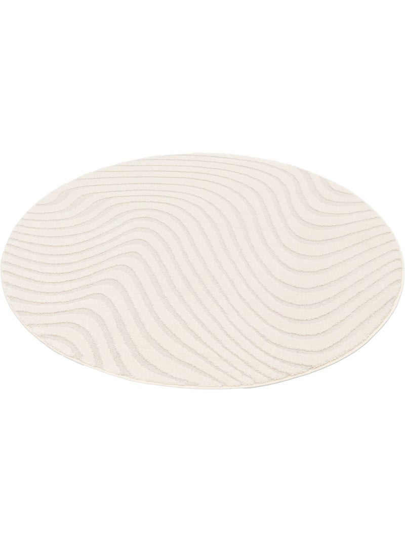 Tapis rond intérieur motifs ondulations en relief créme chuck Crème - Kiabi