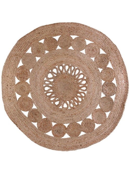 Tapis rond jute ajouré 90 cm - Kiabi